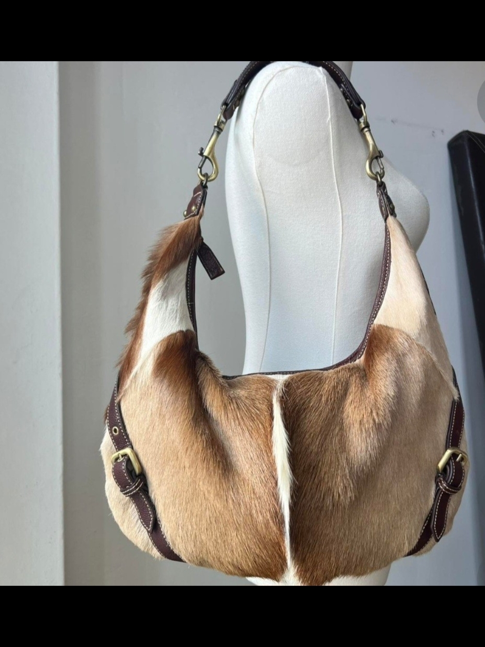 Cream Fur Hobo Bag